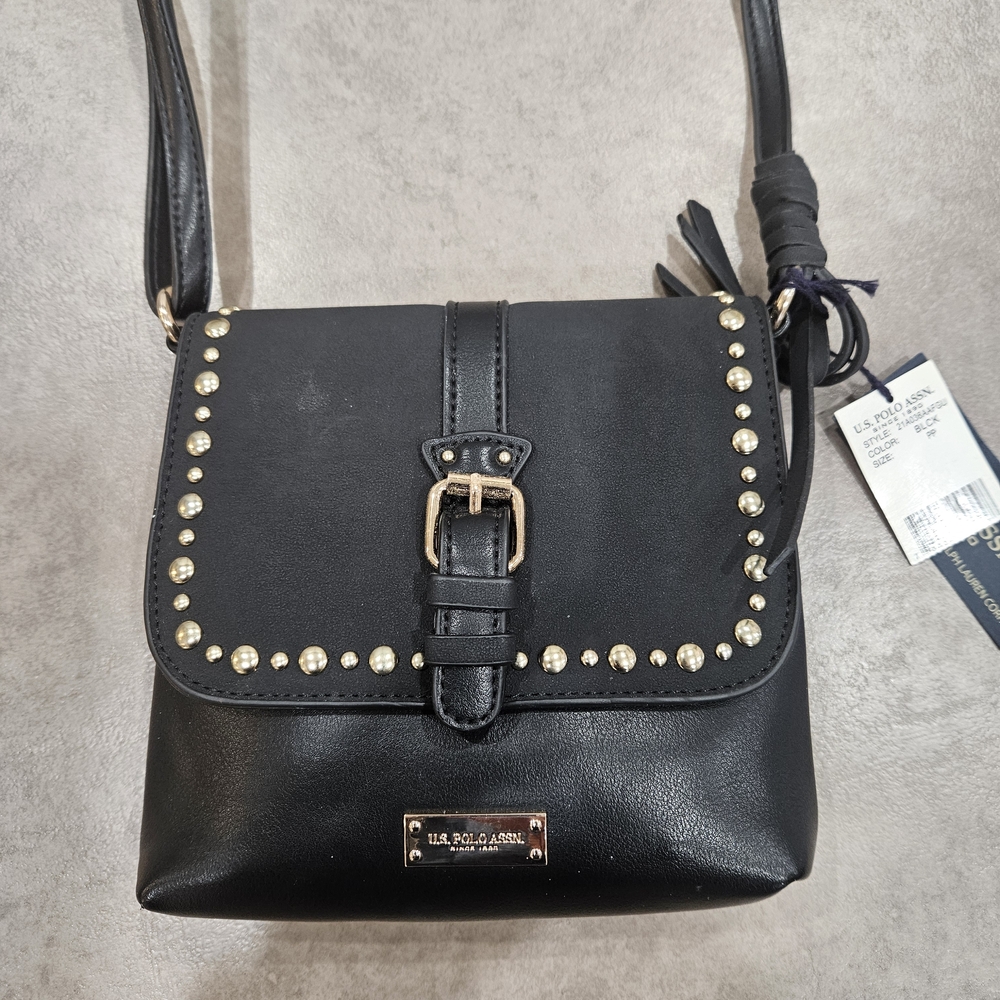 U.S. Polo Assn. Black Crossbody Bag with Gold Studs